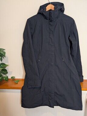 Patagonia Transitional Trench Rain Jacket Black Hooded Women's Sz M